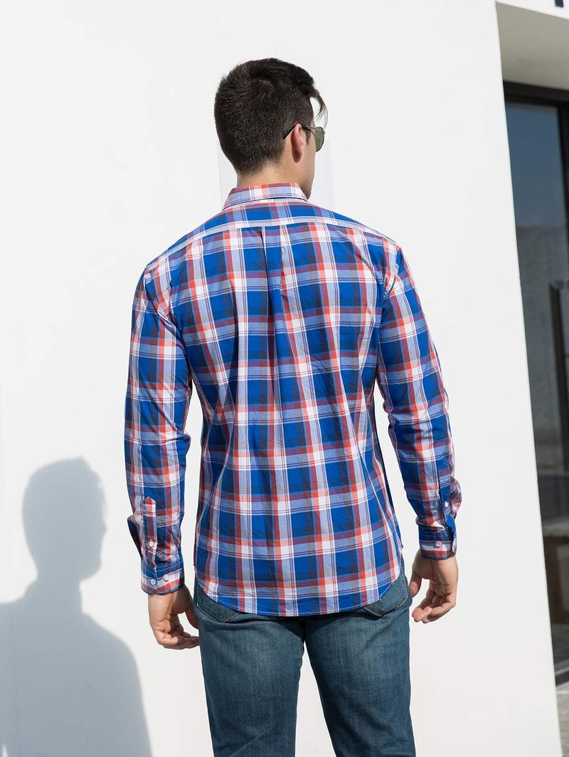 Double Pump Mens Button Down Shirts Cotton Long Sleeve Shirts Regular Fit(RM08LS11,L) - Image 4
